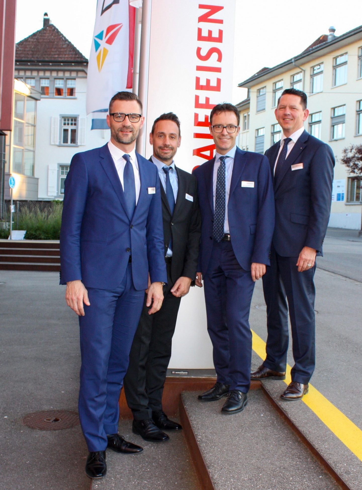 Bildlegende: Designierter Bankleiter Stefan Schenkel, Christian Schetty, Christoph Wilhelm, Roger Schranz (v.l.n.r.)