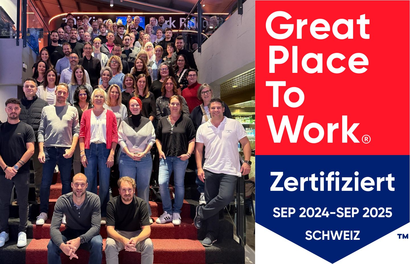 Die Raiffeisenbank Aarau-Lenzburg ist wiederum als «Great Place to WorkDie Raiffeisenbank Aarau-Lenzburg wurde 2024 wiederum als «Great Place to Work®» zertifiziert. 