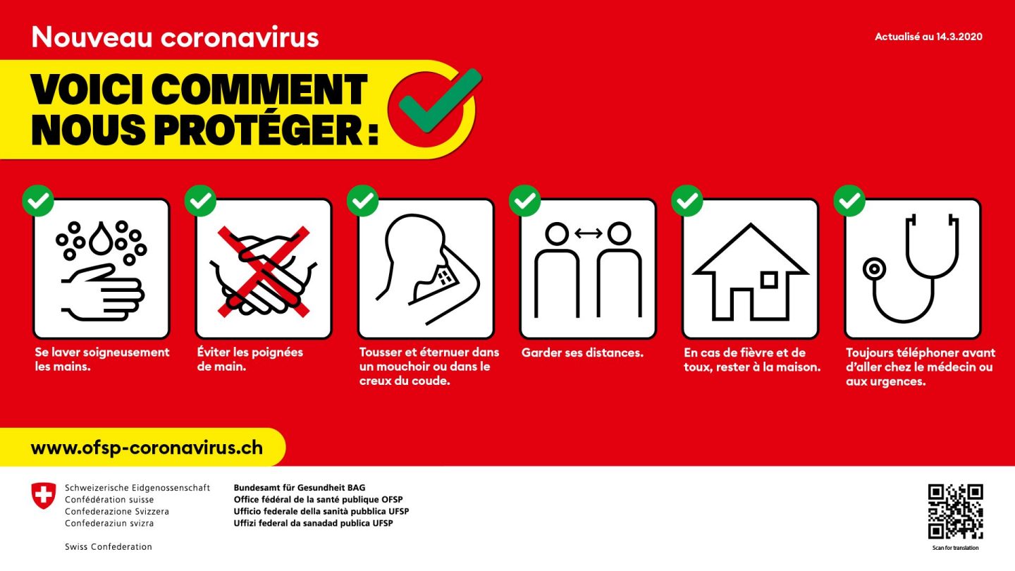 Mesures de précaution édictées par l'OFSP