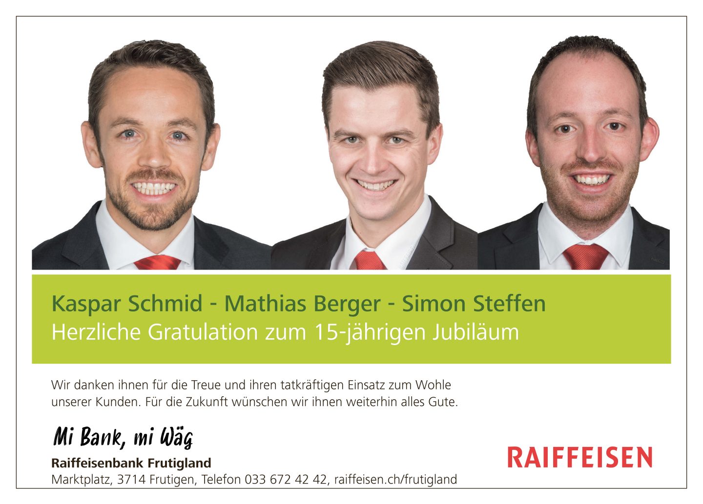 15-jähriges Raiffeisenjubiläum