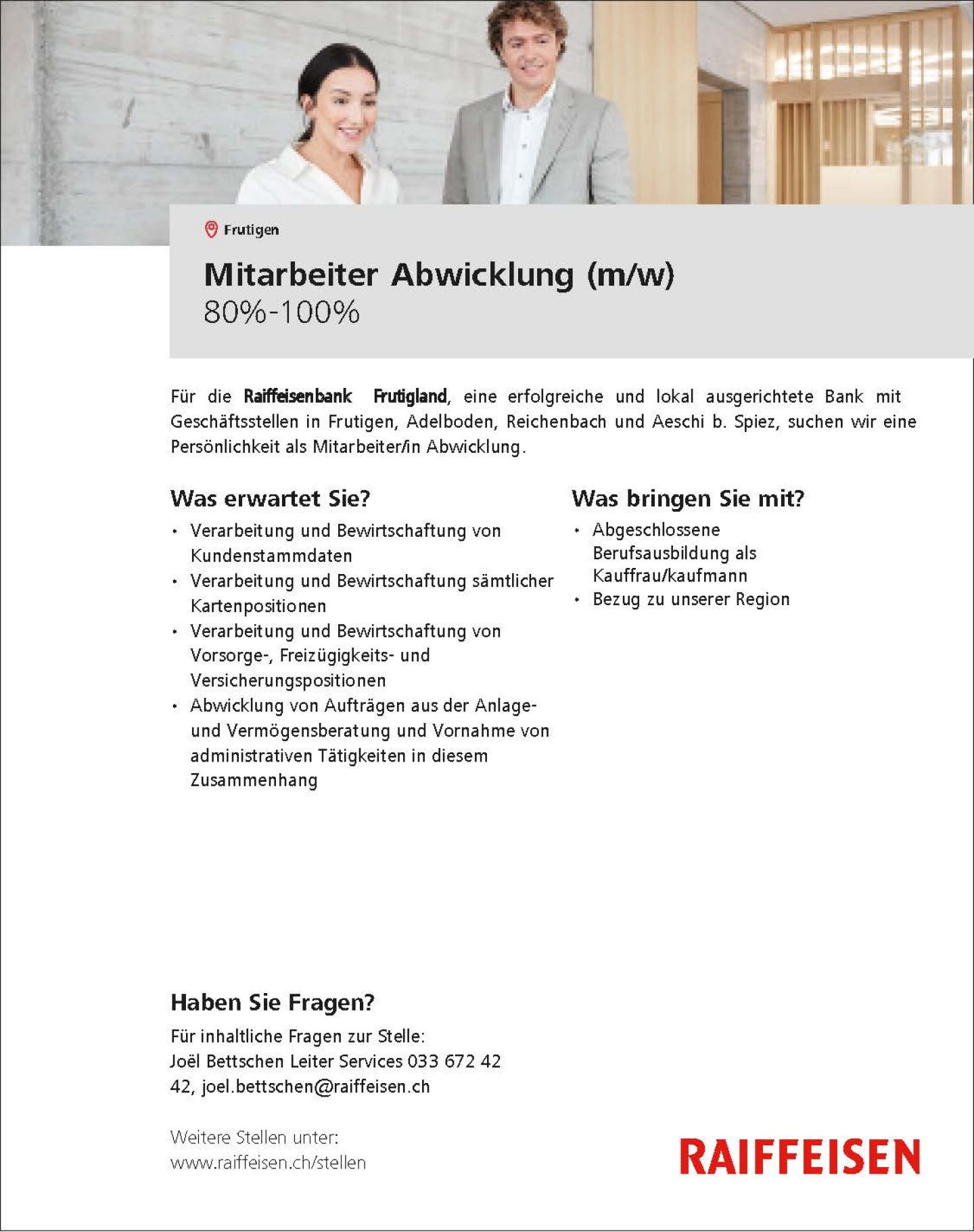 Mitarbeiter Abwicklung (m/w)
