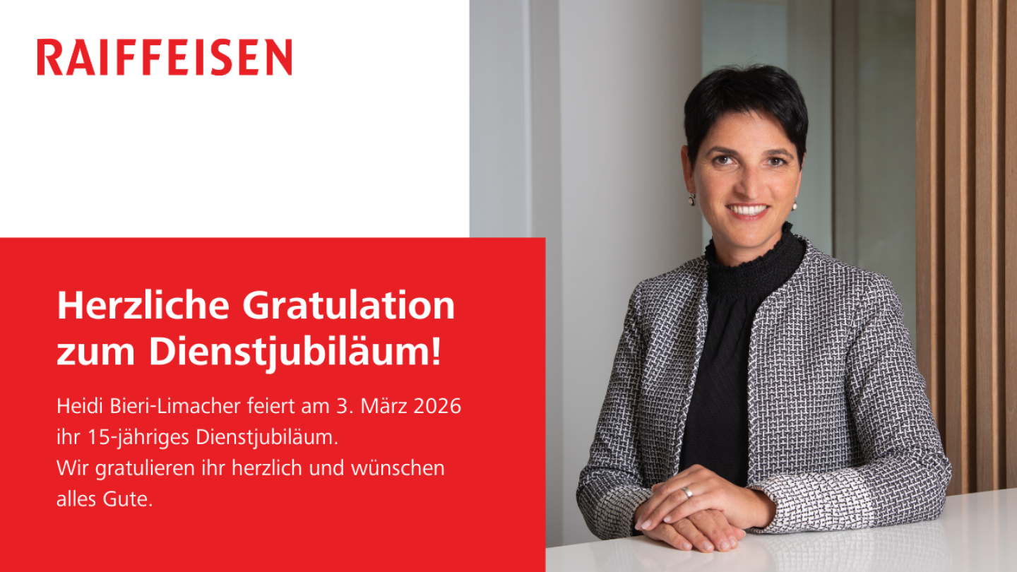 Foto von Heidi Bieri mit Gratulationstext