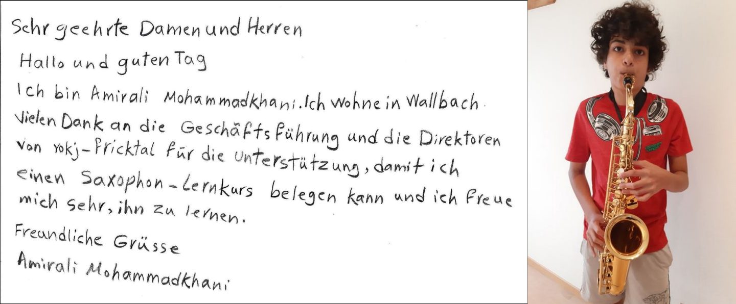 Dankesschreiben von einem Kind, das von der Unterstützung profitieren konnte.