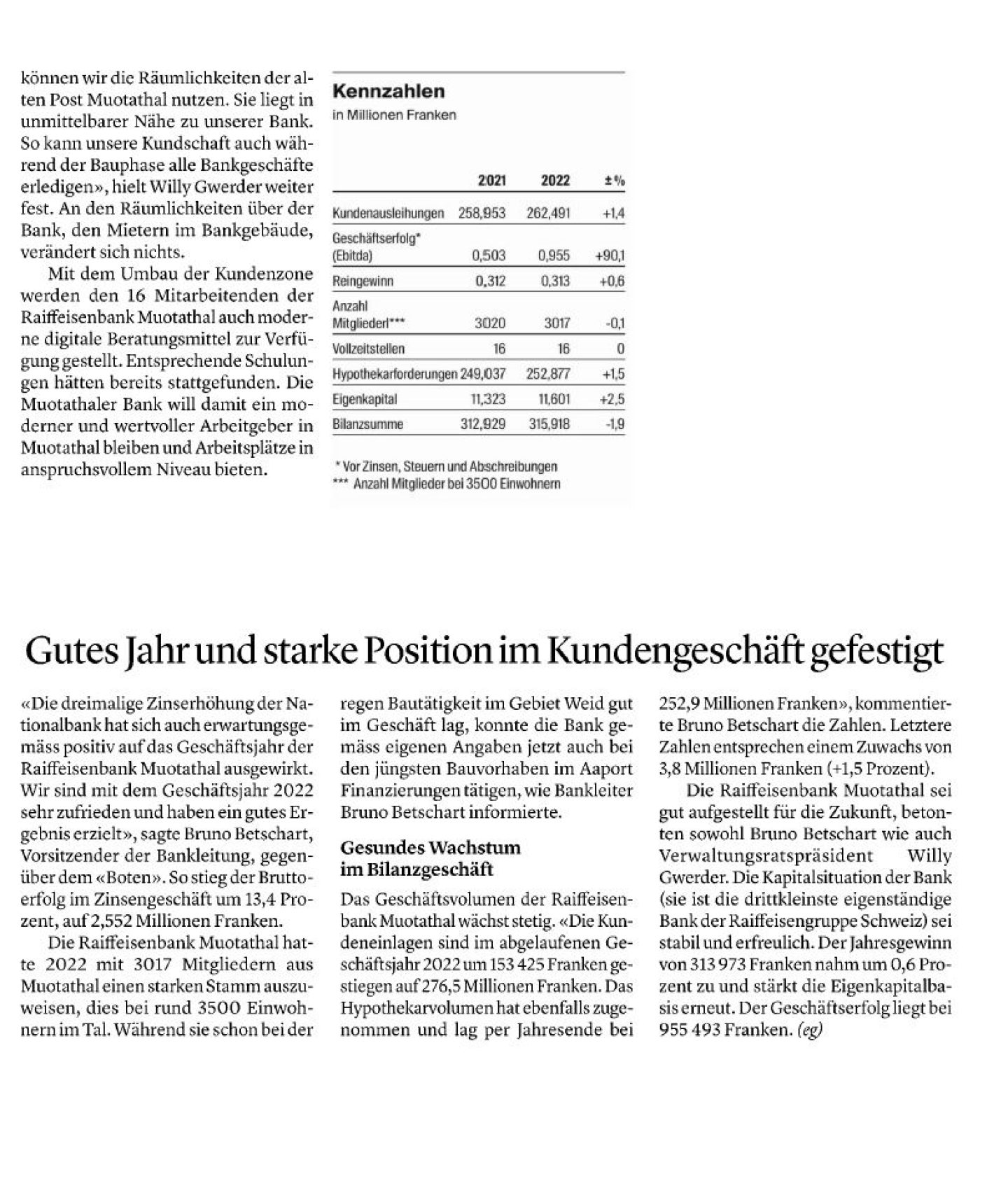 Auszug Bote der Urschweiz