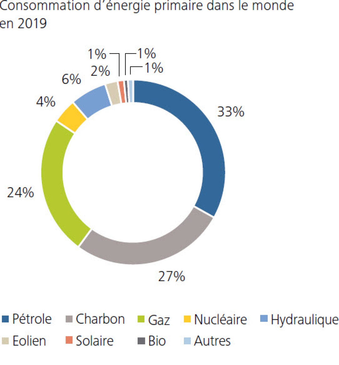 Consommation d'énergie primaire dans le monde en 2019