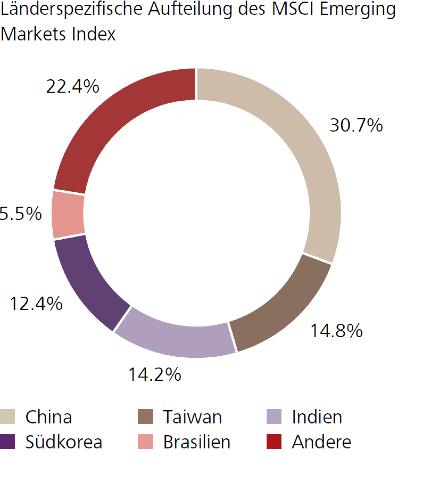Länderspezifische Aufteilung des MSCI Emerging Markets Index
