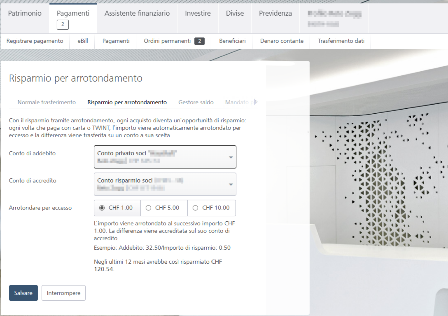 Risparmio per arrotondamento