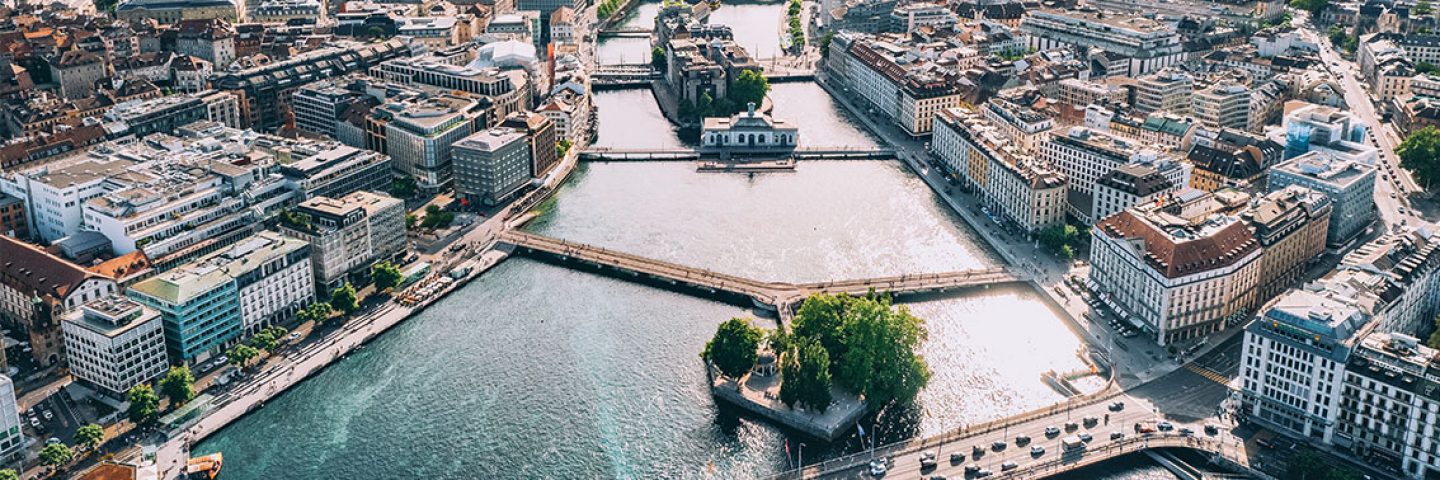 Vue aérienne de la ville de Genève