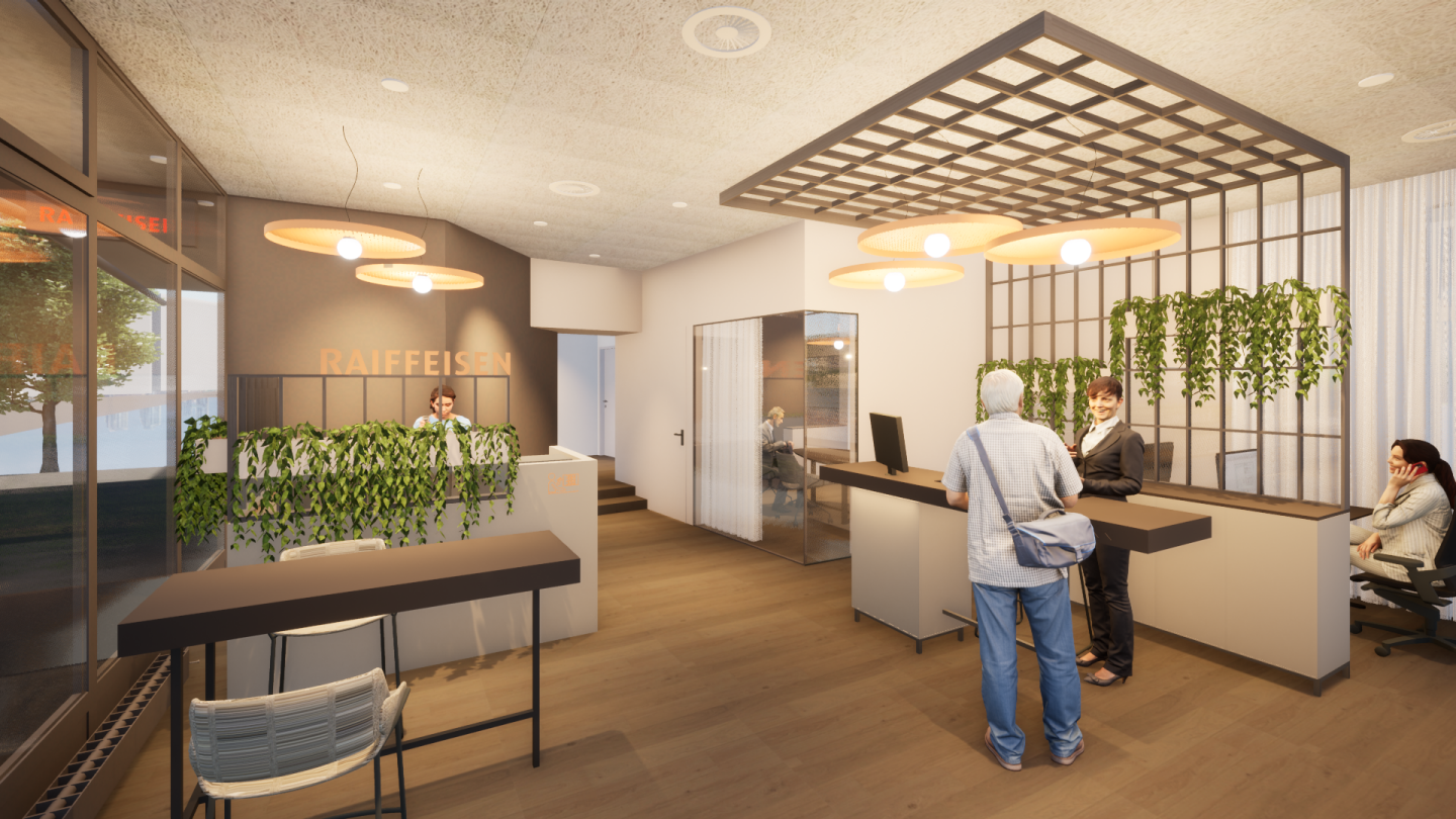 Innenansicht der neuen Bankfiliale